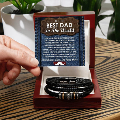 Dad Gift - You Taught Me Right from Wrong - Braided Leather Men's Bracelet