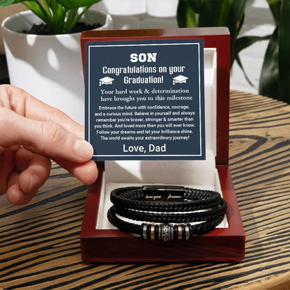 Son Graduation Personalized Leather Bracelet Embrace the Future