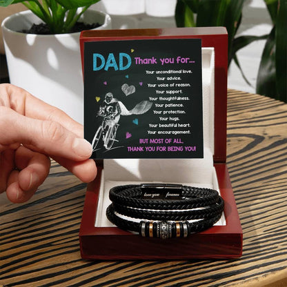 Dad Gift-Thank You For Being You -Braided Leather Men's Bracelet