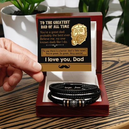 Dad Gift- You Are the Best Dad, To Say there is a Better Dad is Fake News -Braided Leather Men's Bracelet