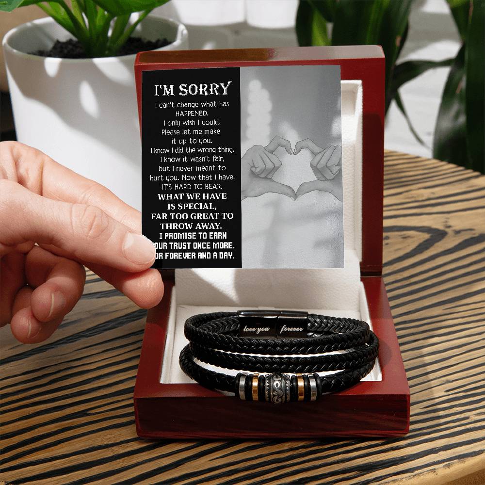 Apology Gift For Him - Sorry, I Wish I Could - Love You Forever Men's Bracelet