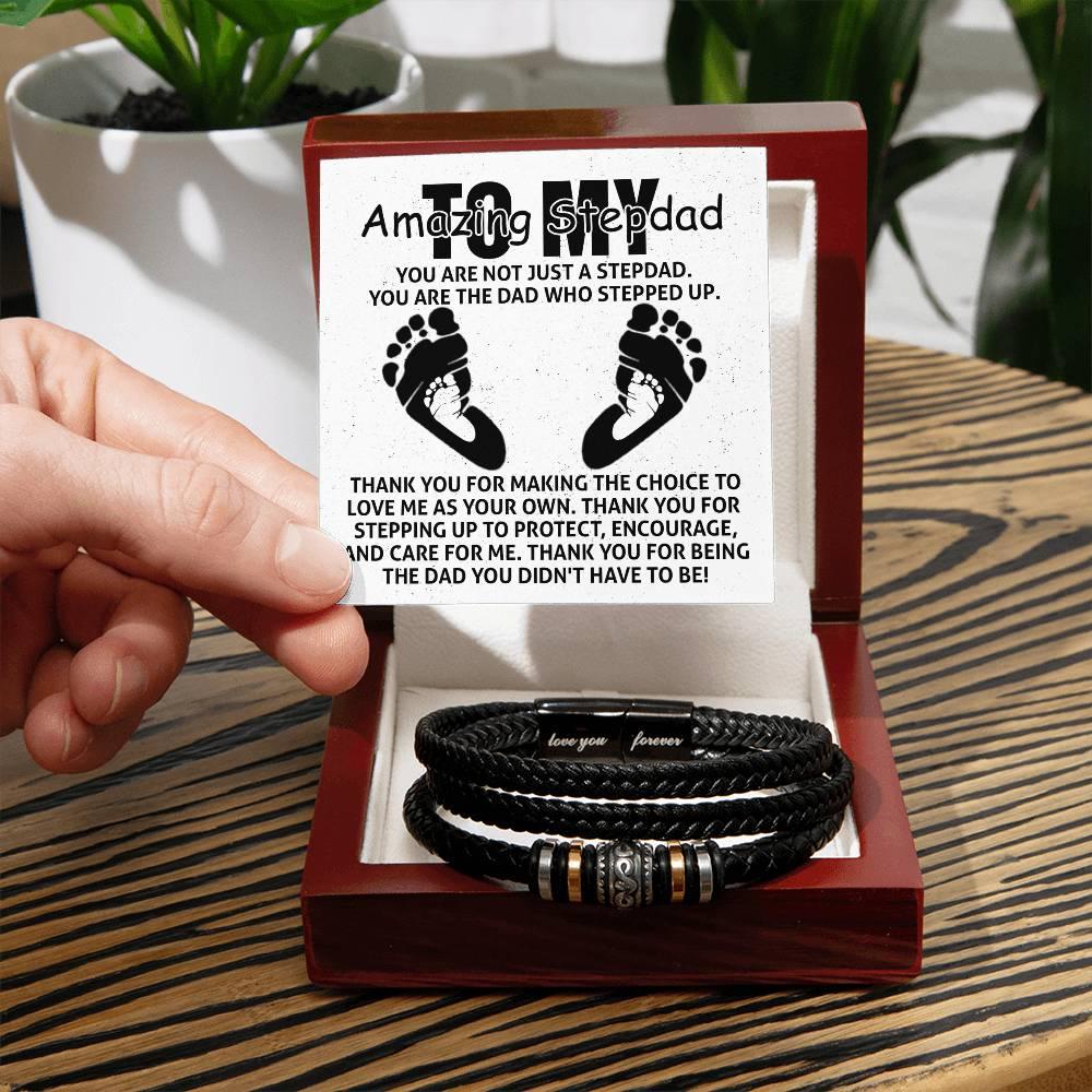 To My Amazing Stepdad You are Not Just a Stepdad, You are the Dad Who Stepped Up Men's Leather Bracelet