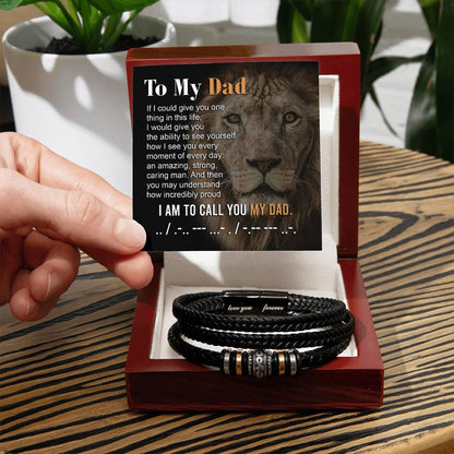 Dad Gift - I am Proud to Call You Dad - Braided Leather Men's Bracelet