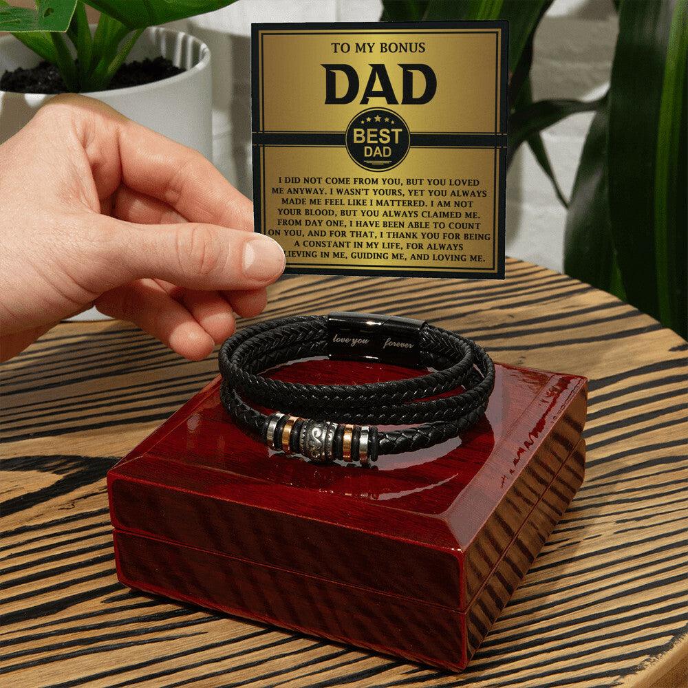 Bonus Dad Gift - Legacy of Love Men's Braided Leather Bracelet with Message Card Set