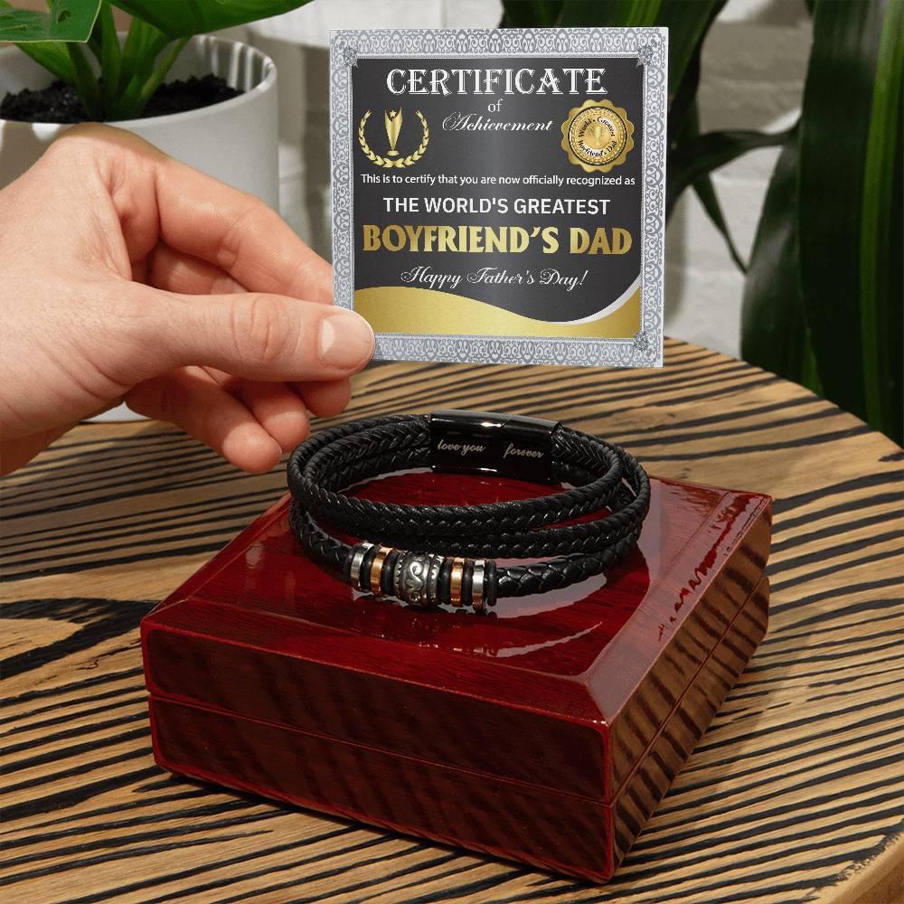 Gift for Boyfriend's Dad - World's Greatest Dad Happy Father's Day - Men's Braided Leather Bracelet