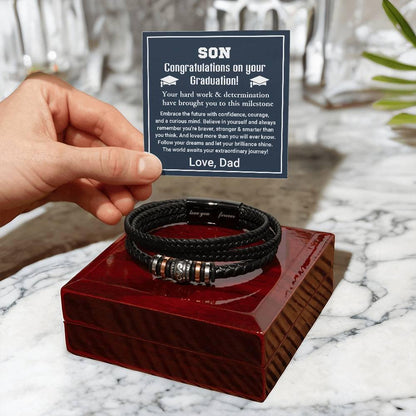 Son Graduation Personalized Leather Bracelet Embrace the Future