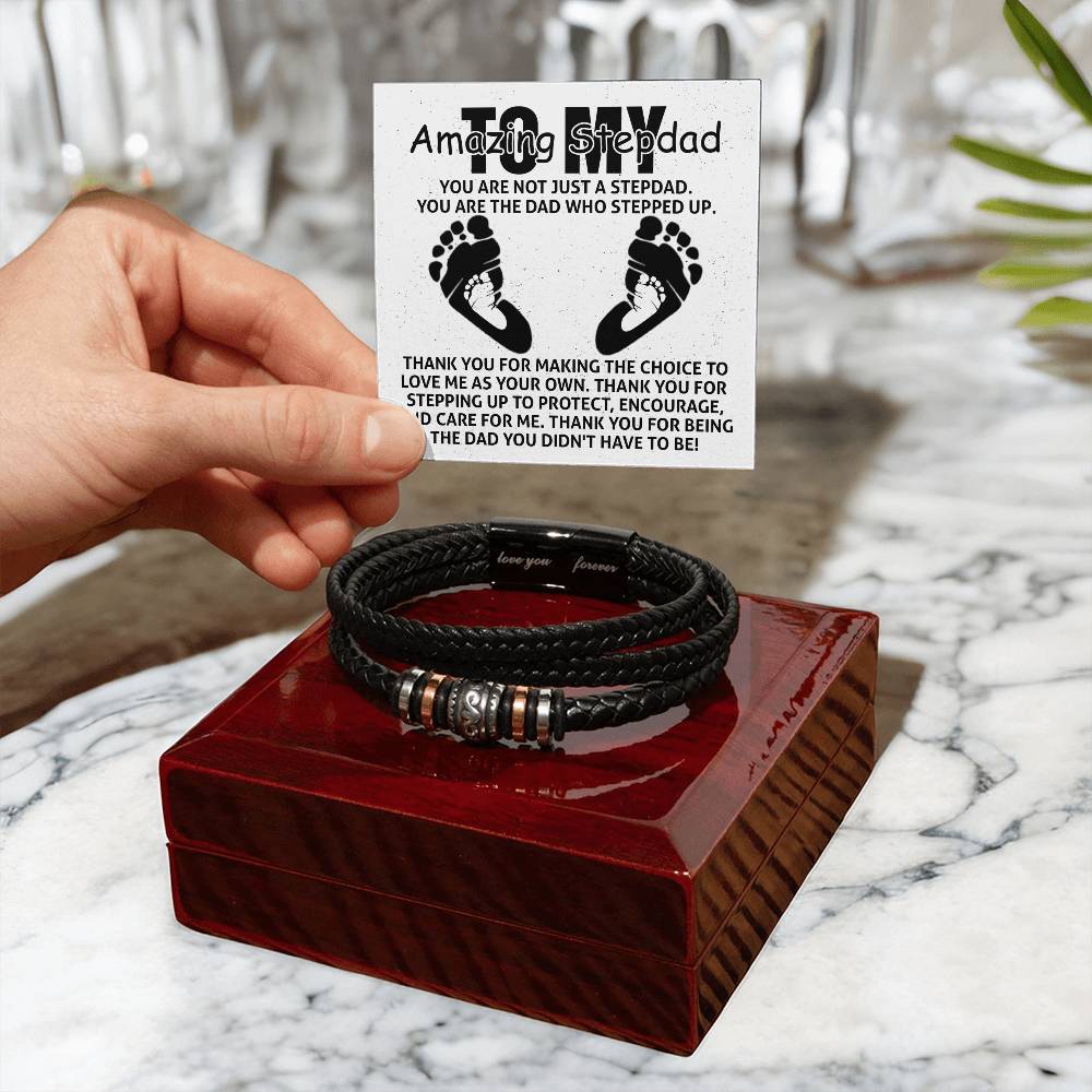 To My Amazing Stepdad You are Not Just a Stepdad, You are the Dad Who Stepped Up Men's Leather Bracelet