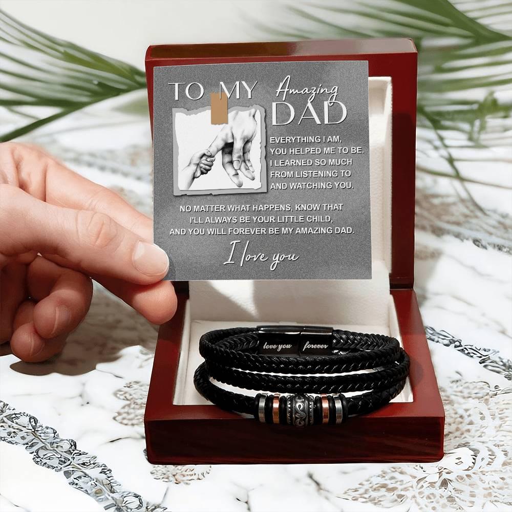 Dad Gift - I Will Always Be Your Little Child - Braided Leather Men's Bracelet