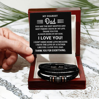 Dad My Mentor My Best Friend Leather Braided Men's Bracelet