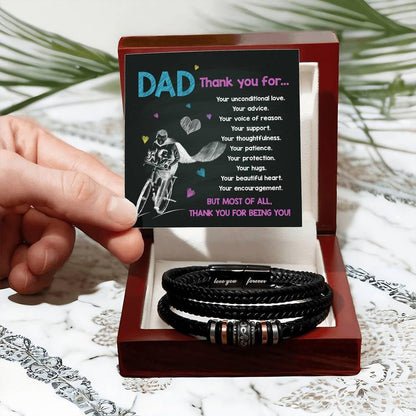 Dad Gift-Thank You For Being You -Braided Leather Men's Bracelet