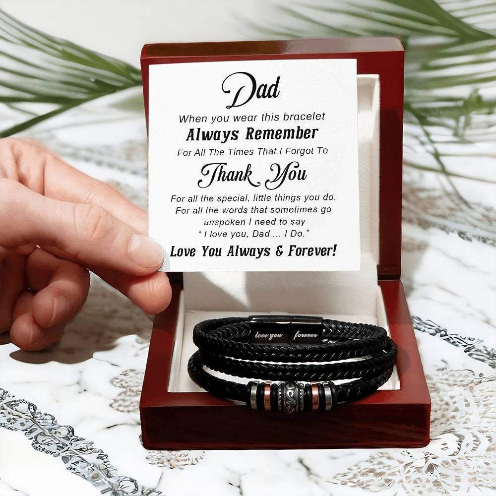 Dad Unspoken Words Leather Braided Men's Bracelet