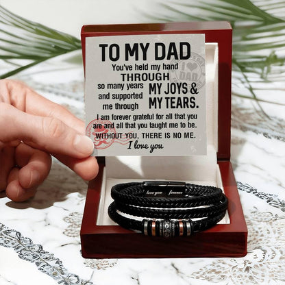 Dad Gift - You Held My Hand Through the Years - Braided Leather Men's Bracelet