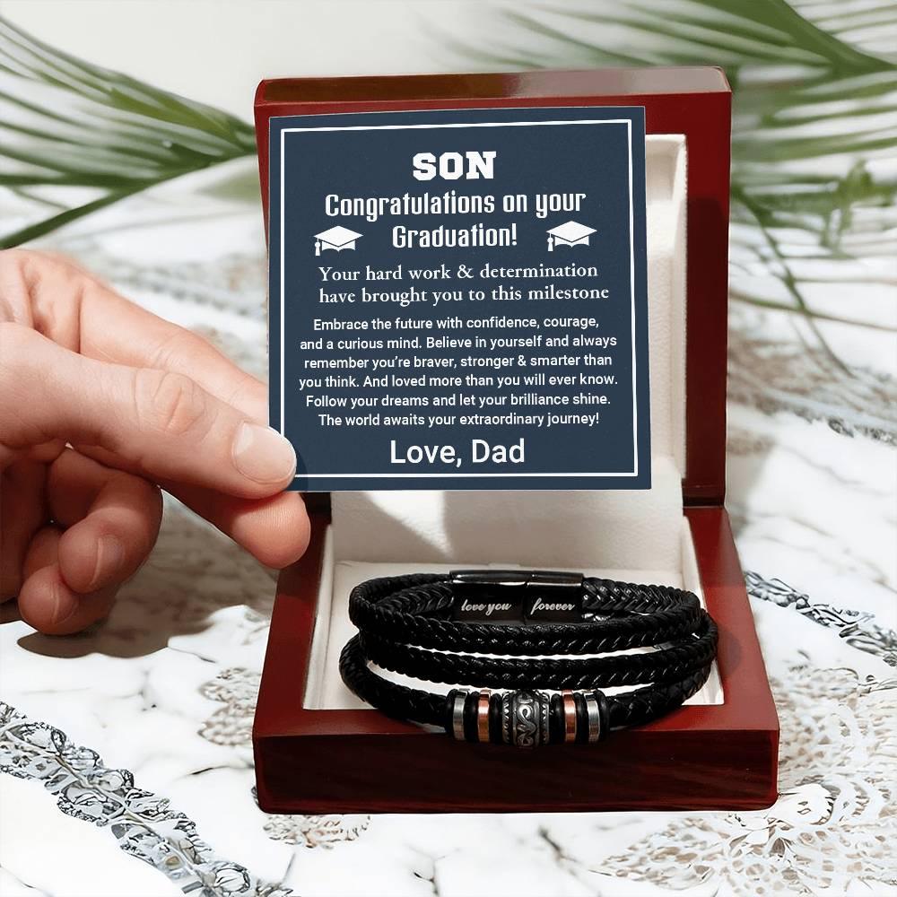 Son Graduation Personalized Leather Bracelet Embrace the Future