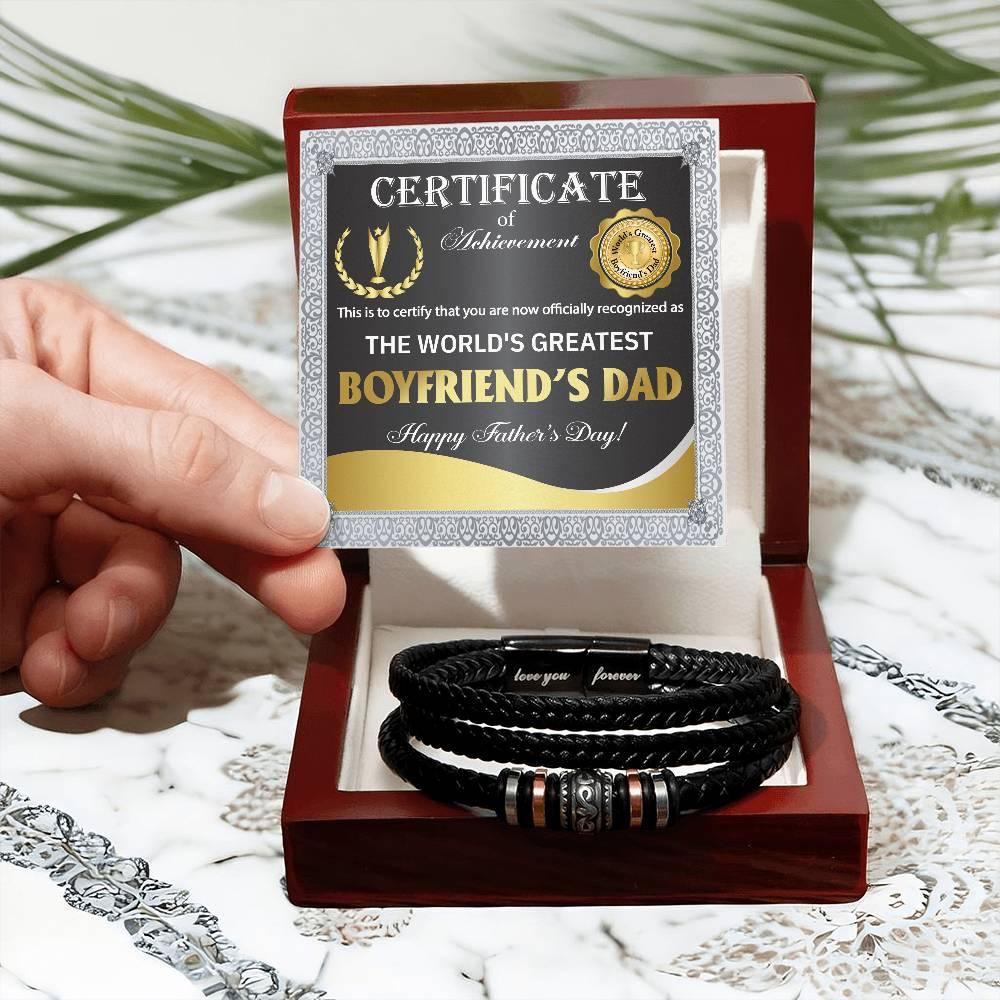 Gift for Boyfriend's Dad - World's Greatest Dad Happy Father's Day - Men's Braided Leather Bracelet