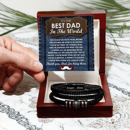 Dad Gift - You Taught Me Right from Wrong - Braided Leather Men's Bracelet