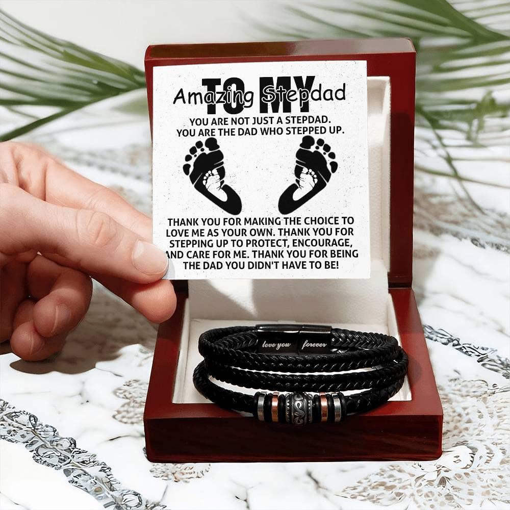 To My Amazing Stepdad You are Not Just a Stepdad, You are the Dad Who Stepped Up Men's Leather Bracelet