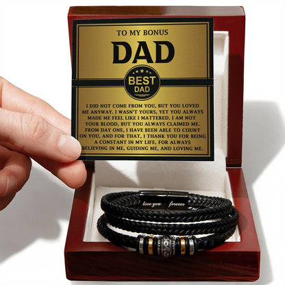 Bonus Dad Gift - Legacy of Love Men's Braided Leather Bracelet with Message Card Set