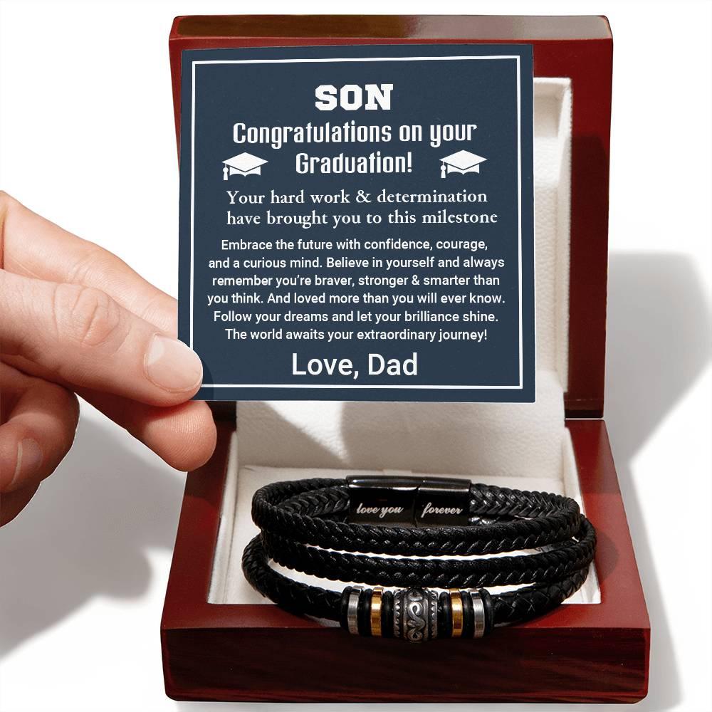 Son Graduation Personalized Leather Bracelet Embrace the Future