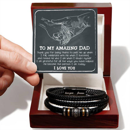 Dad - Pick Me Up Leather Braided Men's Bracelet