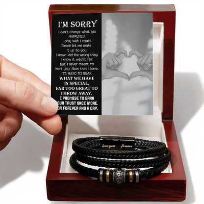 Apology Gift For Him - Sorry, I Wish I Could - Love You Forever Men's Bracelet