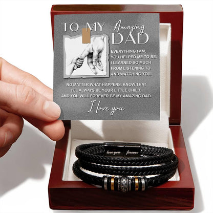 Dad Gift - I Will Always Be Your Little Child - Braided Leather Men's Bracelet