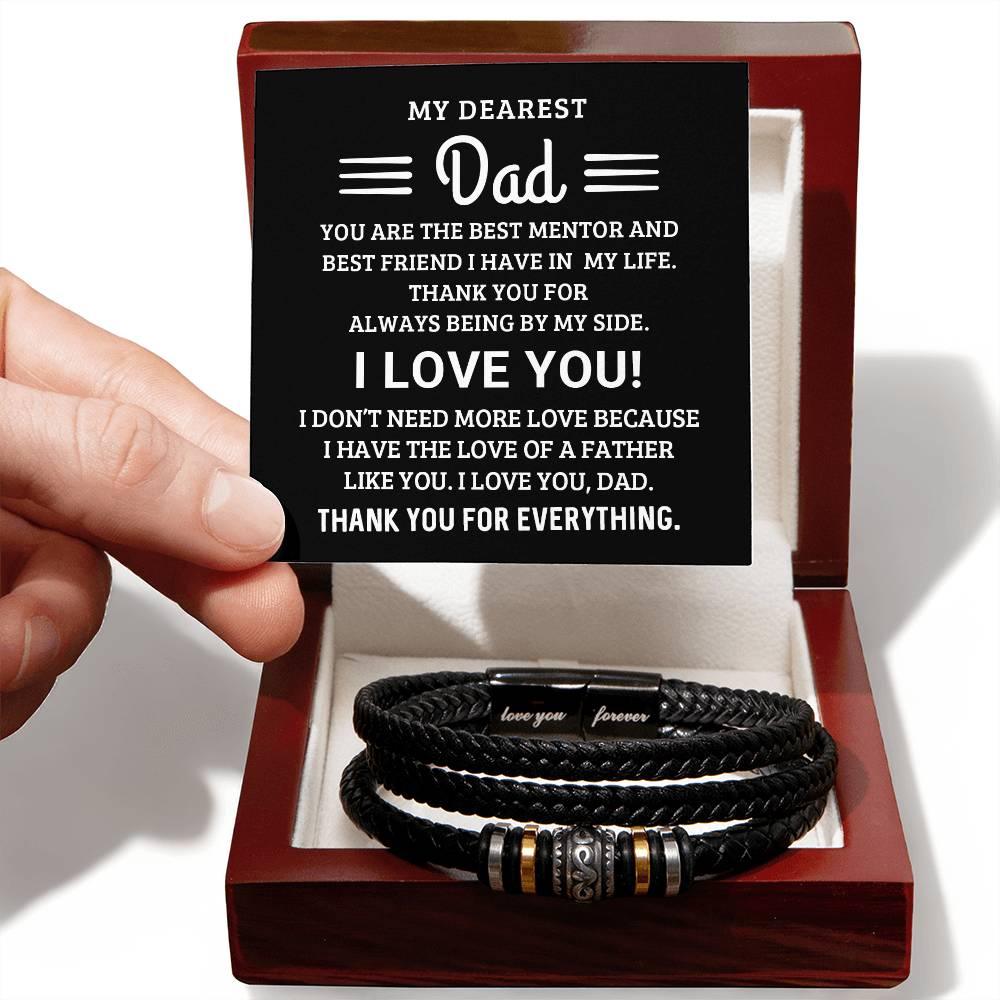 Dad My Mentor My Best Friend Leather Braided Men's Bracelet