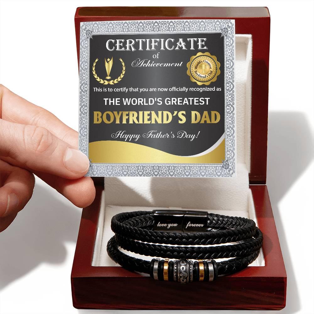 Gift for Boyfriend's Dad - World's Greatest Dad Happy Father's Day - Men's Braided Leather Bracelet