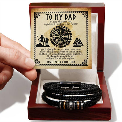 To My Dad - A Girl's First Love is Her Father Leather Bracelet