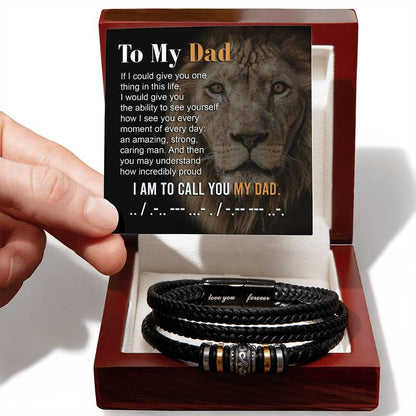 Dad Gift - I am Proud to Call You Dad - Braided Leather Men's Bracelet