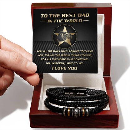 Dad Gift - I Just Need To Say Braided Leather Men's Bracelet