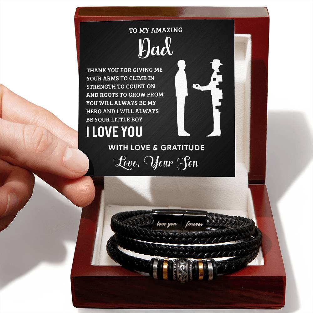 Dad Roots To Grow Leather Braided Men's Bracelet