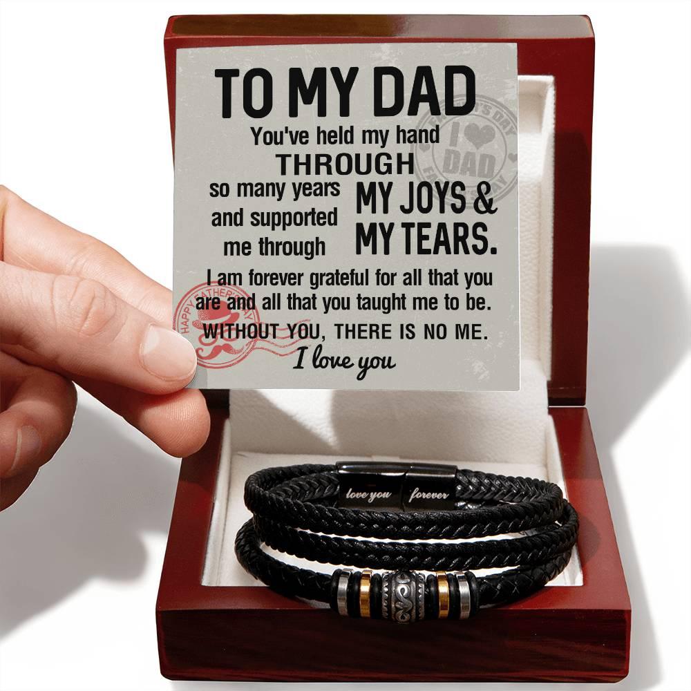 Dad Gift - You Held My Hand Through the Years - Braided Leather Men's Bracelet