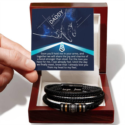 Gift for New Dad - Daddy- We Will Share a Bond Stronger Than Steel-Braided Leather Men's Bracelet