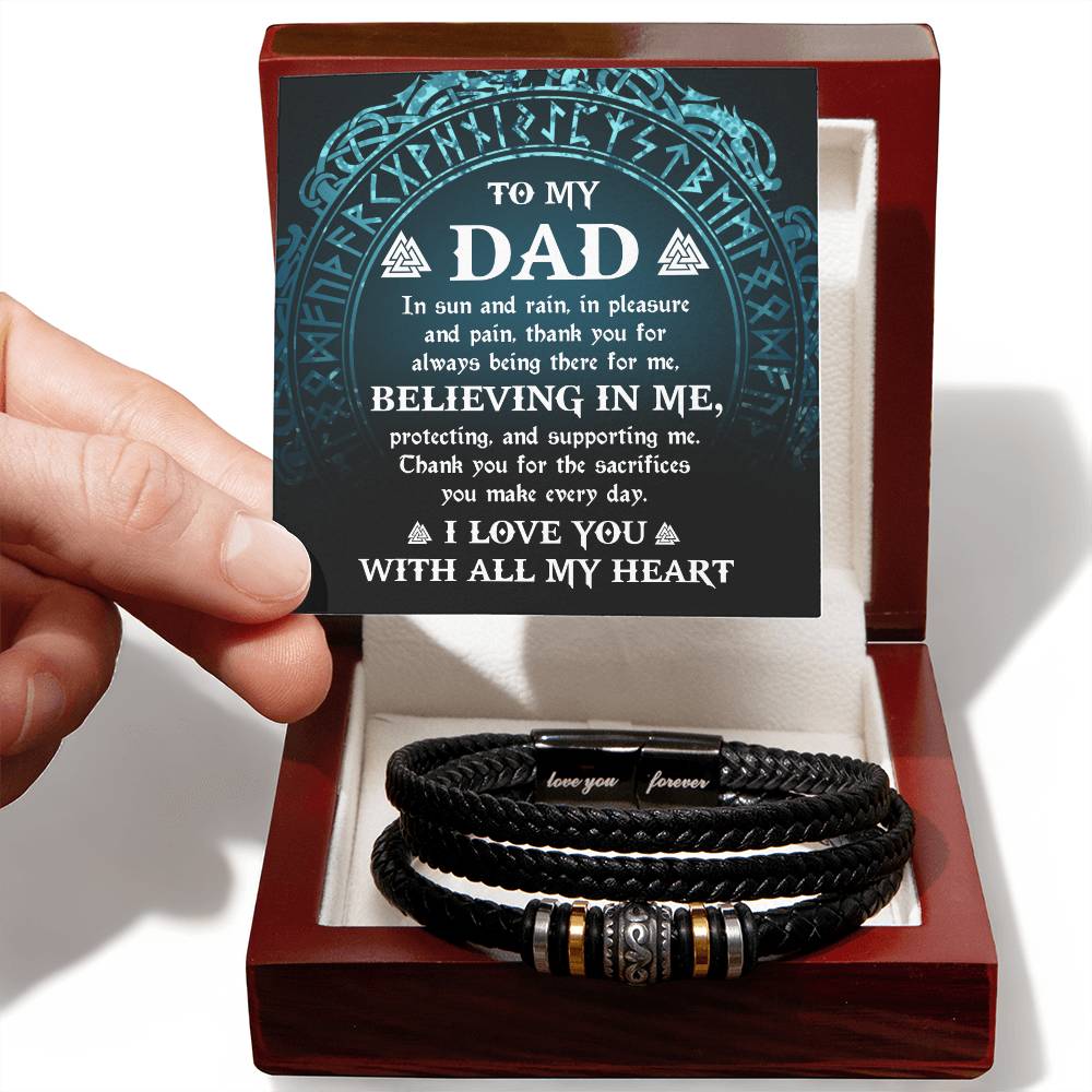 Gift for Dad - In Sun and Rain, Pleasure and Pain Leather Bracelet