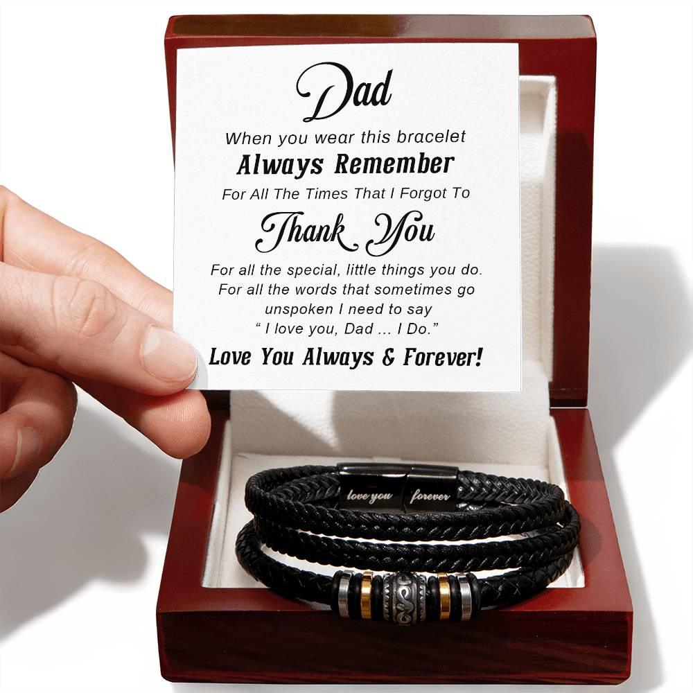 Dad Unspoken Words Leather Braided Men's Bracelet