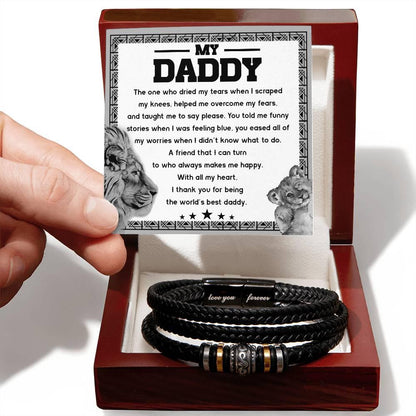 Dad Gift-The One Who Dried My Tears and Makes Me Happy-Braided Leather Men's Bracelet