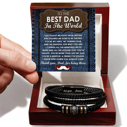 Dad Gift - You Taught Me Right from Wrong - Braided Leather Men's Bracelet