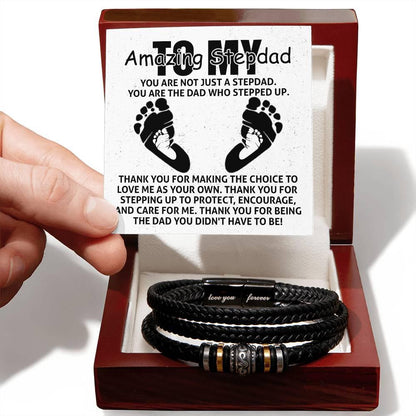 To My Amazing Stepdad You are Not Just a Stepdad, You are the Dad Who Stepped Up Men's Leather Bracelet