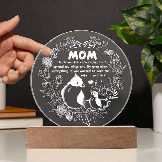 Gift for Mom Acrylic Plaque with Heartfelt Message Thank You for Encouraging Me to Spread My Wings and Fly