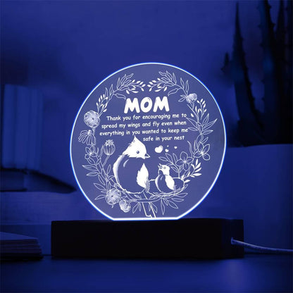 Gift for Mom Acrylic Plaque with Heartfelt Message Thank You for Encouraging Me to Spread My Wings and Fly