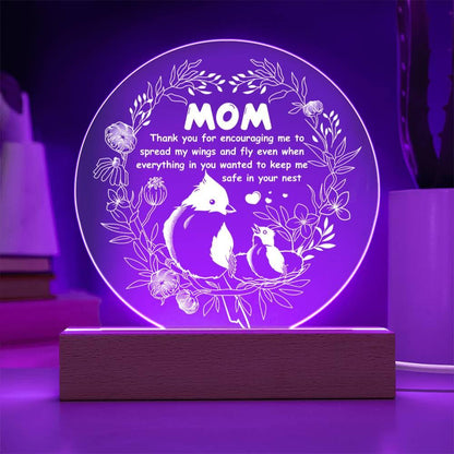 Gift for Mom Acrylic Plaque with Heartfelt Message Thank You for Encouraging Me to Spread My Wings and Fly