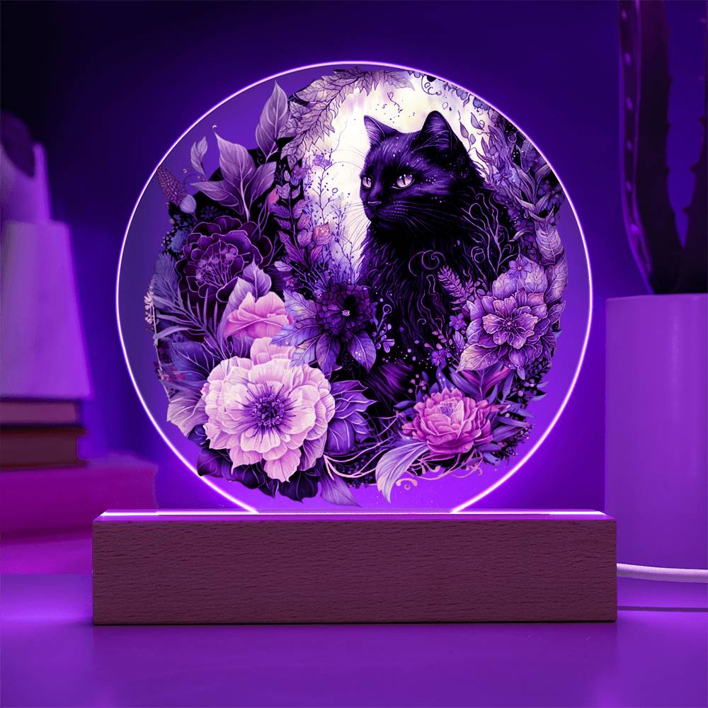 Eerie Feline Shadow: Spooky Acrylic Decor