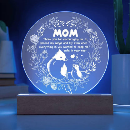 Gift for Mom Acrylic Plaque with Heartfelt Message Thank You for Encouraging Me to Spread My Wings and Fly