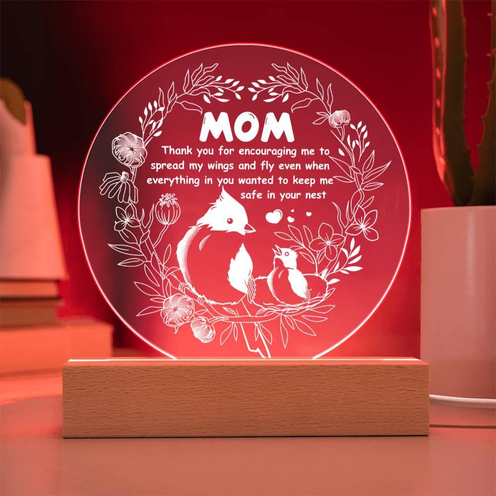 Gift for Mom Acrylic Plaque with Heartfelt Message Thank You for Encouraging Me to Spread My Wings and Fly