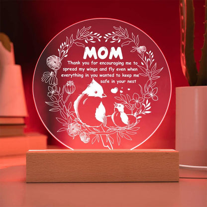 Gift for Mom Acrylic Plaque with Heartfelt Message Thank You for Encouraging Me to Spread My Wings and Fly