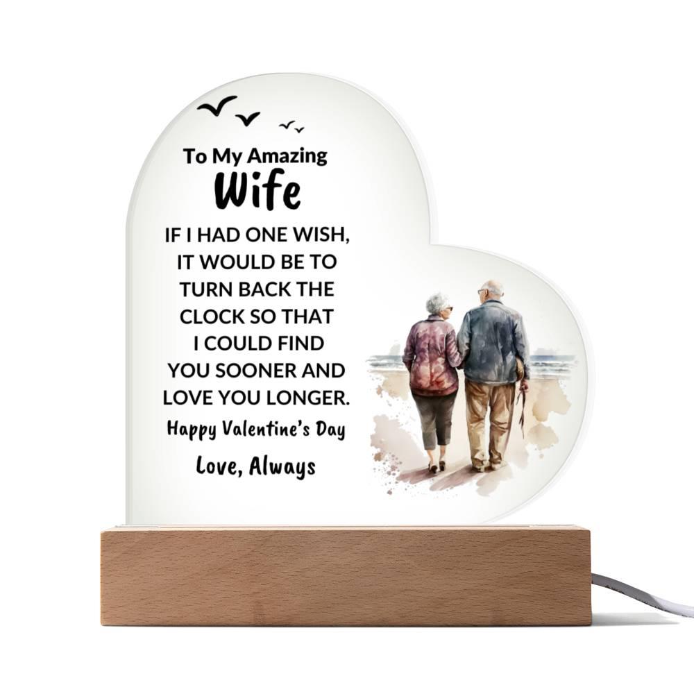 Gift for Wife Love You Longer Anniversary Birthday Valentine's Day Acrylic Heart Plaque