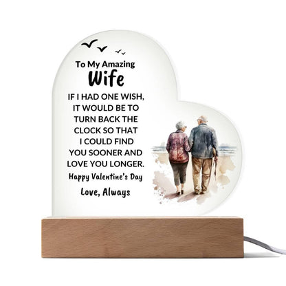 Gift for Wife Love You Longer Anniversary Birthday Valentine's Day Acrylic Heart Plaque