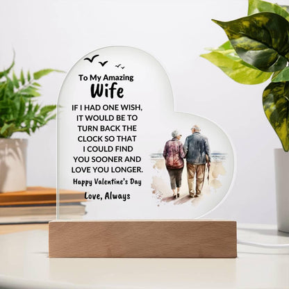 Gift for Wife Love You Longer Anniversary Birthday Valentine's Day Acrylic Heart Plaque