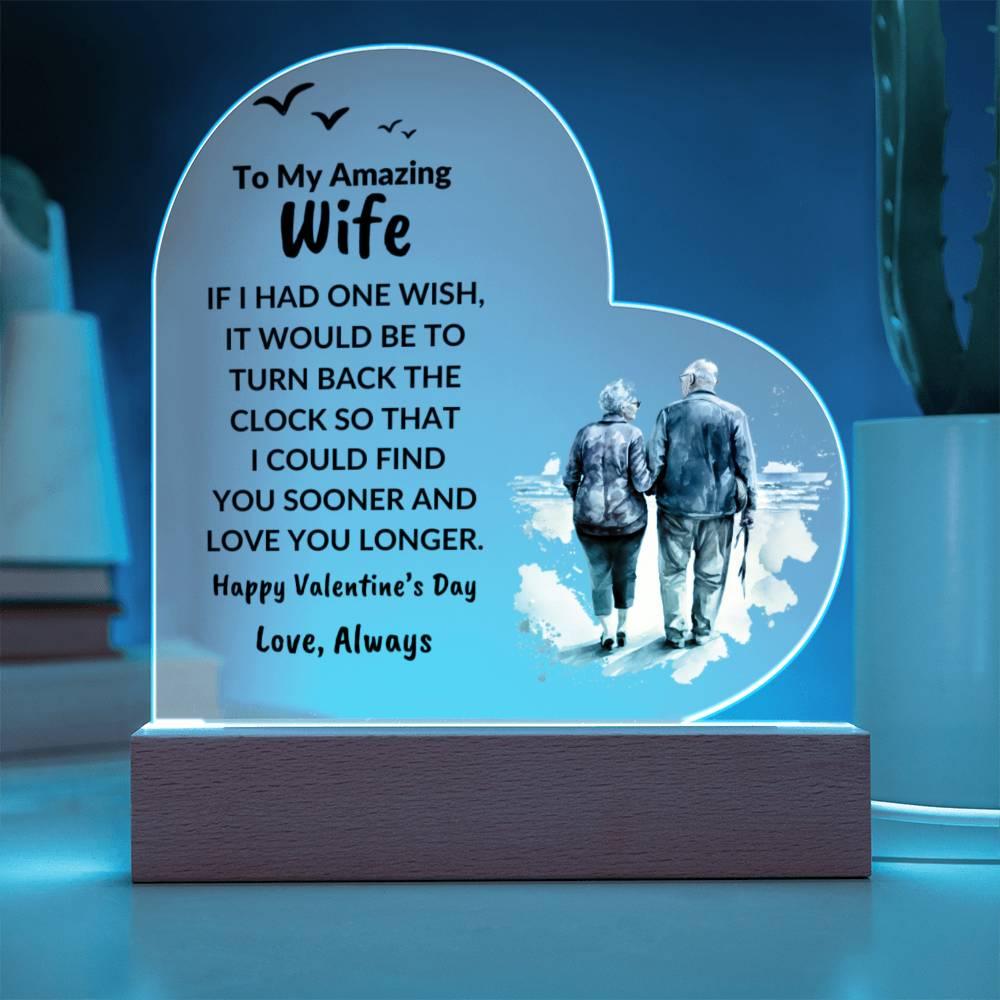 Gift for Wife Love You Longer Anniversary Birthday Valentine's Day Acrylic Heart Plaque