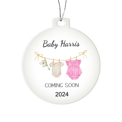 Personalized Christmas Ornament for Expectant Mom, Baby Girl Coming Soon